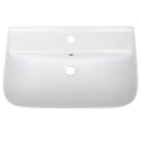 thumbnail of Waschbecken Flora Slim 45 cm Weiß Keramik mit Hahnloch & Überlauf – Design Wandwaschbecken mit Befestigung