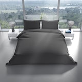 thumbnail of Bettwäsche Baumwolle 135x200 + 80x80 cm Einfarbig Uni grau mit Reißverschluss