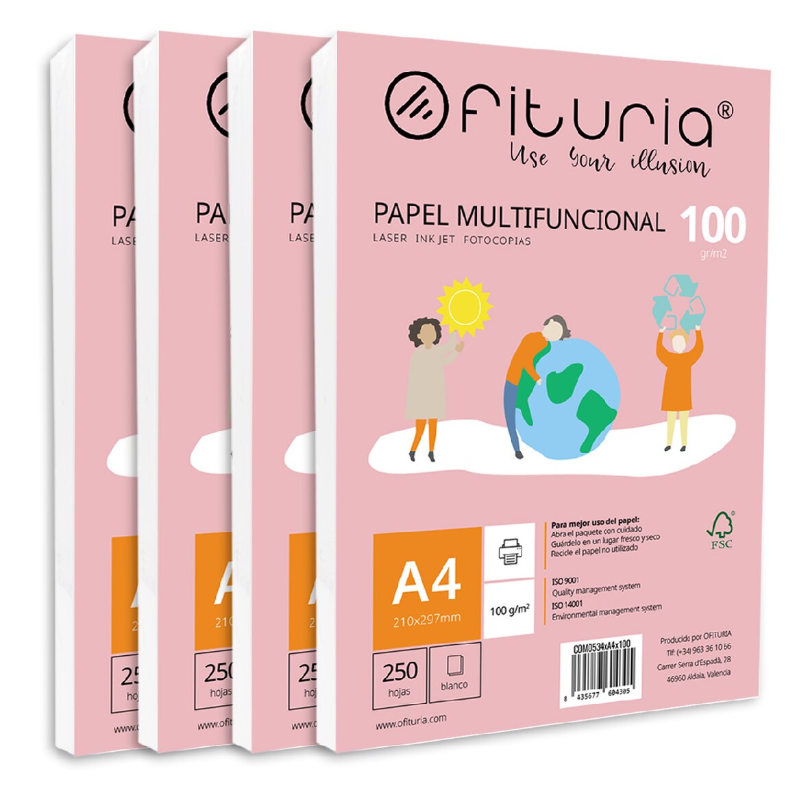 Paquete de folios A4 de 100gr con 1000 Hojas Blancas para Uso Escolar y Entornos Laborales- Ofituria