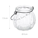 thumbnail of Relaxdays Windlicht Glas, 12er Set, Teelichthalter mit Henkel, H x D: 7,5 x 8 cm, rundes Kerzenglas, transparent