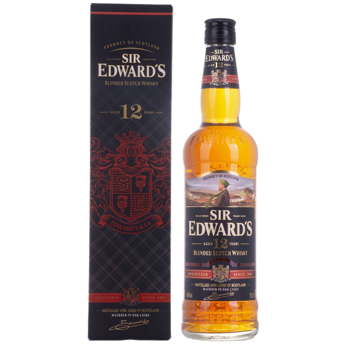 Sir Edward's 12 Years Old Blended Scotch Whisky 40% Vol. 0,7l en boîte cadeau