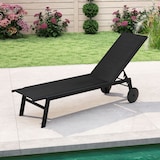 thumbnail of Espreguiçadeira individual para jardim com rodas, encosto ajustável em 6 níveis, espreguiçadeira para piscina, terraço e quintal