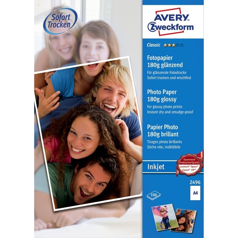 AVERY® Zweckform Classic Inkjet Fotopapier, DIN A4, einseitig beschichtet, 180 g