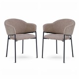 thumbnail of Set aus 2 Stühlen aus Chenille-Stoff mit Armlehnen, Metallgestell, umhüllendes Design für Küche, Esszimmer, Restaurants – Grace