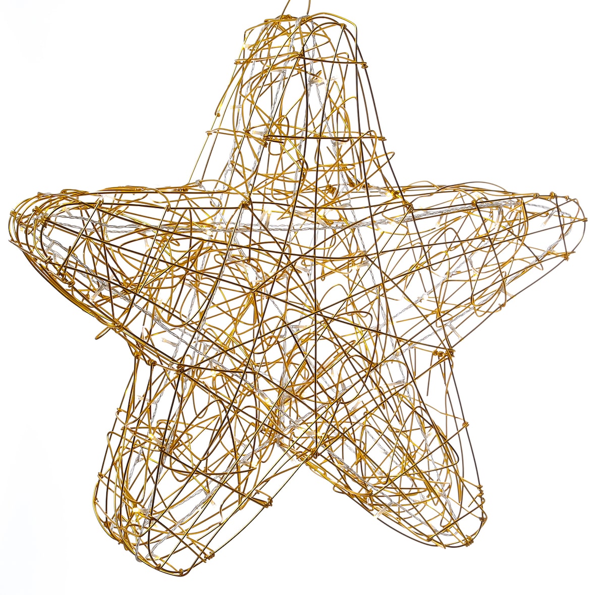 LED Stern Leuchtstern Drahtstern 100 LED H: 60cm Weihnachtsdeko für Außen gold