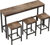 thumbnail of Bar Tisch Set Natur 148x40x90 cm mit 3 Hockern platzsparend für Küche Essbereich, MDF Platte und Metallgestell, einfache Montage