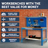 thumbnail of SimonRack Établi d’atelier, 1210x610 mm, panneau perforé, Charge 600 kg, Bleu - BT-3