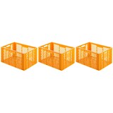 thumbnail of PROREGAL 3x Eurobehälter Bäcker- & Konditorenkasten | HxBxT 34,9x40x60 | 70 Liter | Gelb-Orange | Brötchenkiste, stapelbare Bäckerkiste