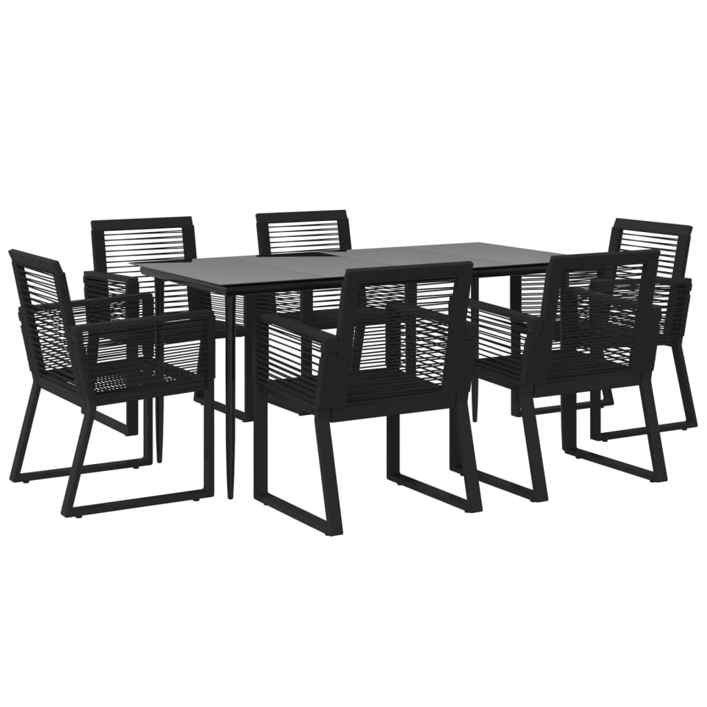 HELLOSHOP26 - 7 piezas de ratán al aire libre juego de comedor muebles de jardín pvc negro 02_0014373
