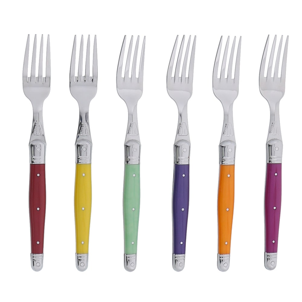 Coffret 6 fourchettes laguiole irise assorties -  Multicolore Autre forme Acier Inoxydable (inox  Jean Dubost 27.00x23.00 cm