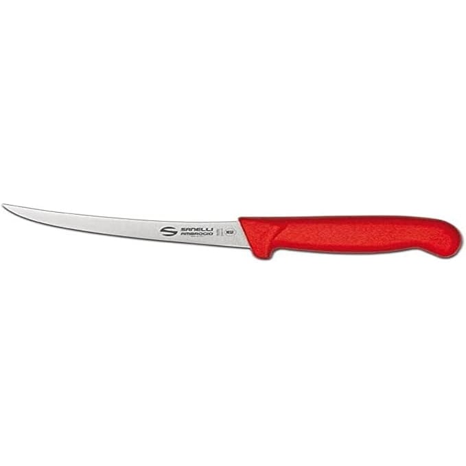 Supra - STEVIG gebogen uitbeenmes 15 cm ROOD