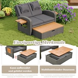 thumbnail of Merax Garten-Lounge-Sessel-Set für 2 Personen, graues Rattan, verstellbare Rückenlehne, Beistelltisch aus Akazienholz, als Outdoor-Bett nutzbar