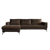 thumbnail of KAWOLA Sofá BLOOM Sofá de esquina de cuero marrón oscuro Recamiere izquierda