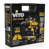 thumbnail of 18V VITO accuboormachine + 2 2.0 Ah lithium-accu's + 18 accessoires + rugzak + VITO-koffer