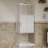 thumbnail of Mampara Ducha 70x90 Mampara Ducha Esquina Corredera 2 Caras Cristal Serigrafiado Transparente