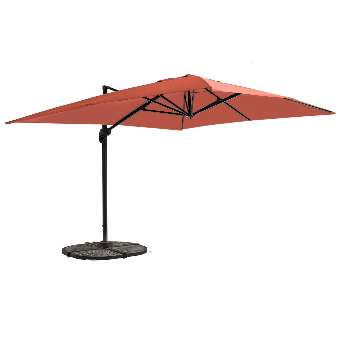 Parasol Excéntrico 3x4m Terracota Giratorio + 4 Losas Base