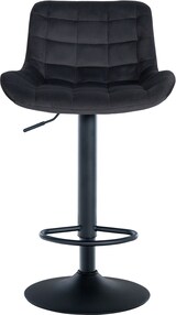 thumbnail of Décoshop26 - Barhocker x1 in schwarzem Samt mit dekorativen Quadratnähten schwarzem Metallgestell mit Fußstütze 10_0006205