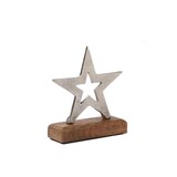thumbnail of Dekostern Metallstern stehend Mangoholz H: 15,5cm Weihnachtsstern