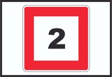 thumbnail of Höchstgeschwindigkeit 2 km/h nicht zu überschreiten Schild mit Symbol A0 Rückseite selbstklebend