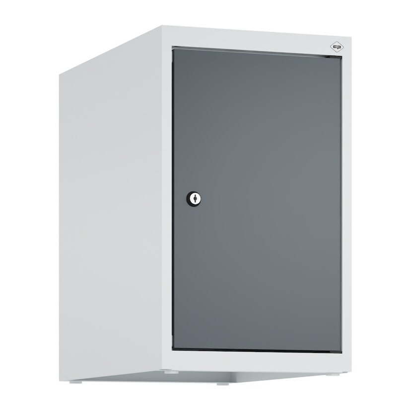 C+P Aufsatzschrank Classic PLUS, 1 Abteil, HxBxT 50x30x50cm, Zylinderschloss, Hellgrau/Anthrazit von PROREGAL