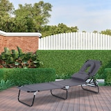 thumbnail of Outsunny Tumbona Plegable con Respaldo Ajustable en 4 Posiciones Tumbona de Jardín con Almohada Marco de Acero y Tela Oxford para Camping 190x56x28 cm