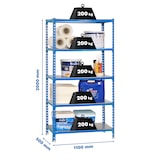 thumbnail of SimonRack Estante metálica, 2000x1100x500 mm, 5 níveis, prateleira metálica, 200 kg no ponto de flexão, Azul/Galvanizado - Simonclick