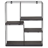 thumbnail of Estante de pared HWC-K76, estante colgante estante flotante, 4 estantes metal madera maciza industrial 51x40x11cm ~ gris oscuro