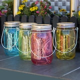 thumbnail of LED Solarglas Windlicht Laterne LED Einmachglas Tischleuchte Terrasse gelb