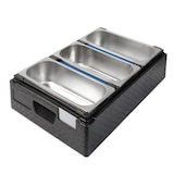 thumbnail of Thermo Future Box, Ice Cream +3, Isolierbox schwarz, hoher Deckel, für 3 schmale Eisbehälter 360 x 165 mm, robust, nachhaltig aus EPP