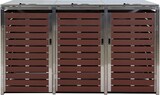 thumbnail of 3er Mülltonnenverkleidung HWC-K14, Mülltonnenbox, 120x200x85cm WPC Edelstahl 104kg ~ Walnuss-Holzoptik