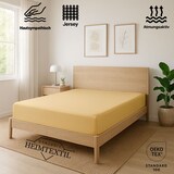 thumbnail of EXKLUSIV HEIMTEXTIL Marke Jersey Spannbettlaken 200 x 200 cm Gelb 100% Baumwolle Öko - Tex Zertifiziert Bed-Sheet Bettlaken Spannbetttuch Topper Leine