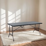 thumbnail of METRO PROFESSIONAL Banketttisch klappbar Vanimo, Stahl, HDPE-Tischplatte, Rattan Optik, 180 x 75 cm, schwarz