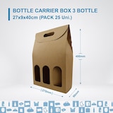 thumbnail of 25x Caja de Cartón 3 Botellas de Vino 27x9x40 cm - Embalaje para Botellas de Vino para Regalos de Navidad, Pascua, Bodegas de Vino
