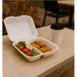 thumbnail of MONOUSO - Suikerriet Gescharnierd Burger Container 25,1x16,2x6,5cm (50 Stuks)