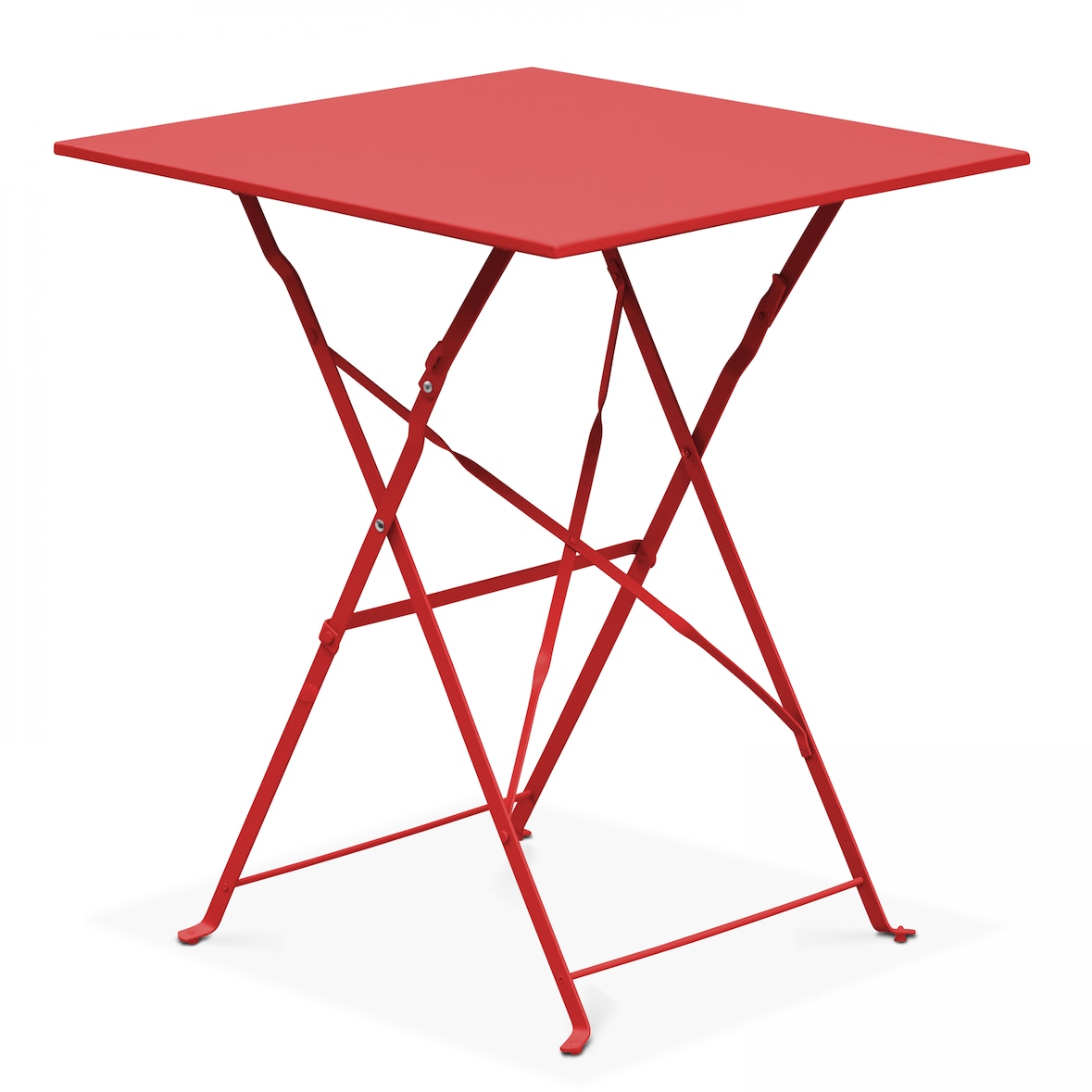 Table de jardin pliante bistrot en acier rouge - Oviala