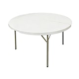 thumbnail of Pack 10 Mesas Redondas Plegables 122 cm Blanca - Tablero HDPE Antimanchas - Estructura Acero 25 mm - 4 Personas - Hostelería Catering Eventos