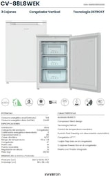 thumbnail of INFINITON Congelador Vertical CV-88L8WEK, 85 Litros, 85 Cm, Ciclico, E, Blanco