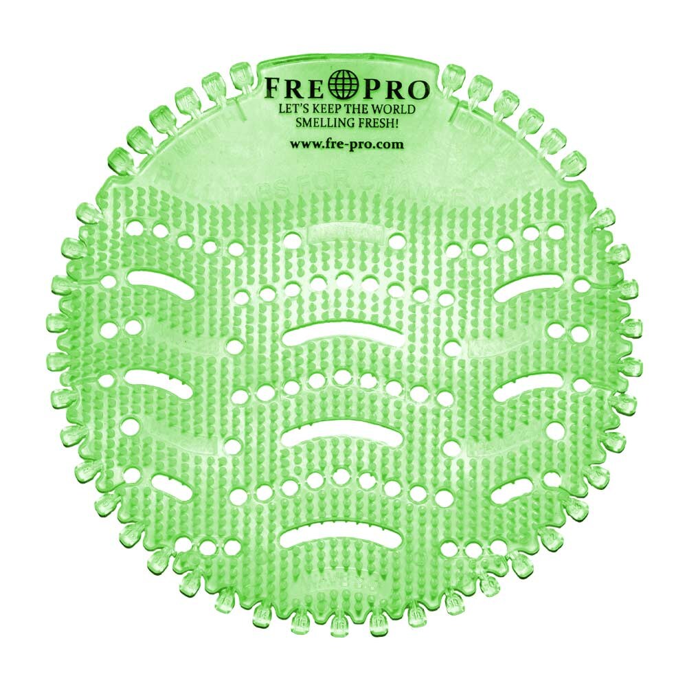 Fre Pro Urinalsieb Urinaleinsatz (2 Stück) Duft Cucumber Melone und Kalender grün Pissoreinsatz Ø 18 cm