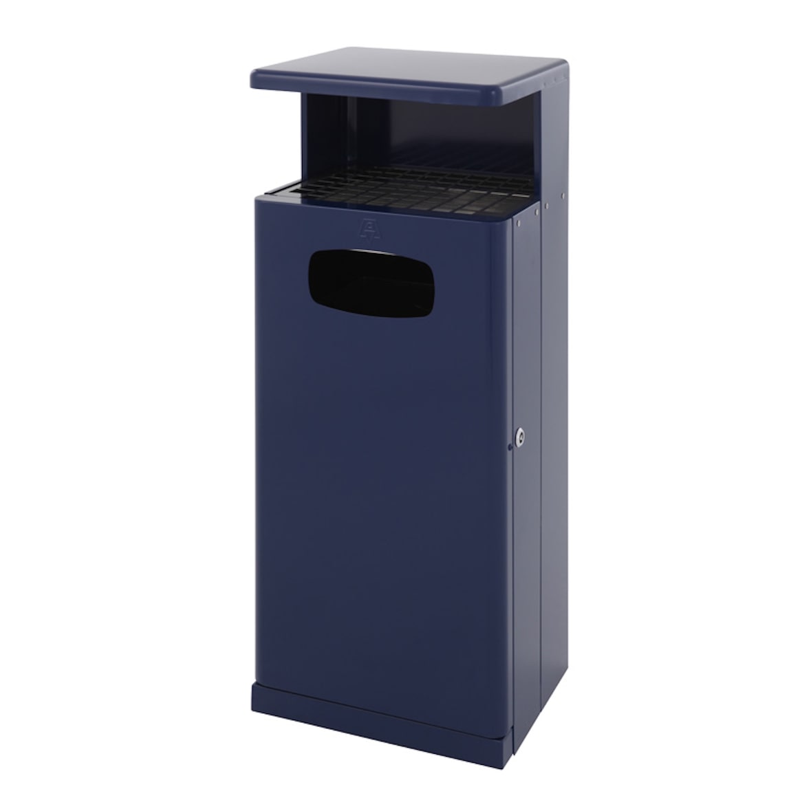 PROREGAL Robuster Kombiascher mit Dach für den Außenbereich | 55 Liter, HxBxT 103x40x34,5cm | Aluminium | Blau