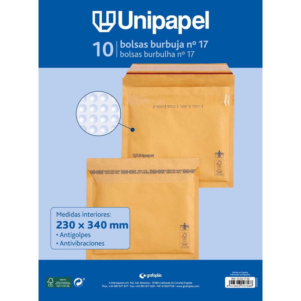 Pacote com 10 sacos de plástico bolha Nº17