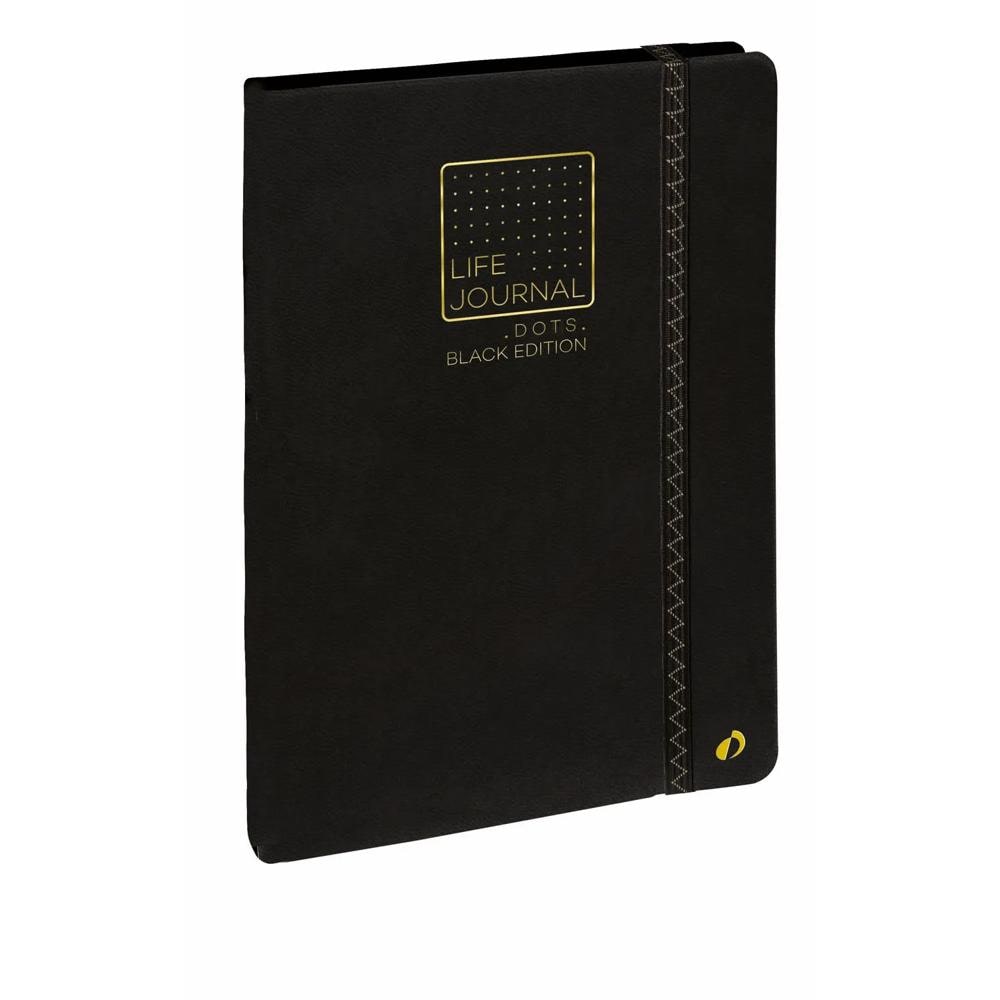 Quo Vadis - Carnet Bullet journal - Multilingue - Life Journal - Noir - Pages Points (dots) - 15x21 cm - Papier Clairefontaine noir