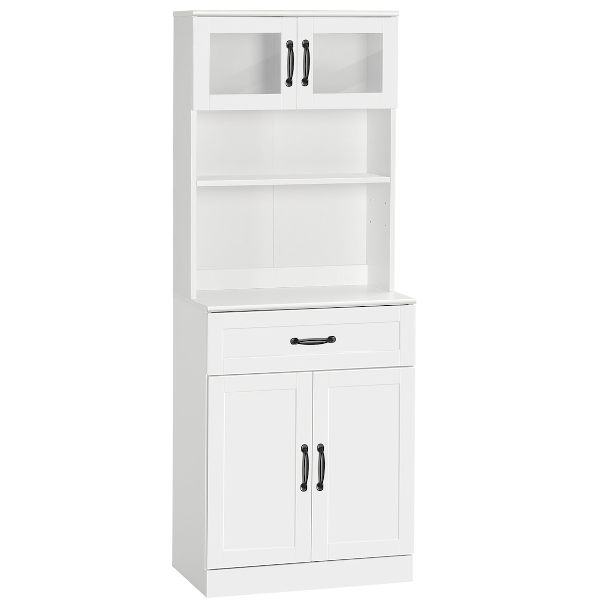 HOMCOM alacena de cocina mueble buffet de cocina con 4 puertas cajón y estantes ajustables para salón comedor 60x38x161 cm blanco