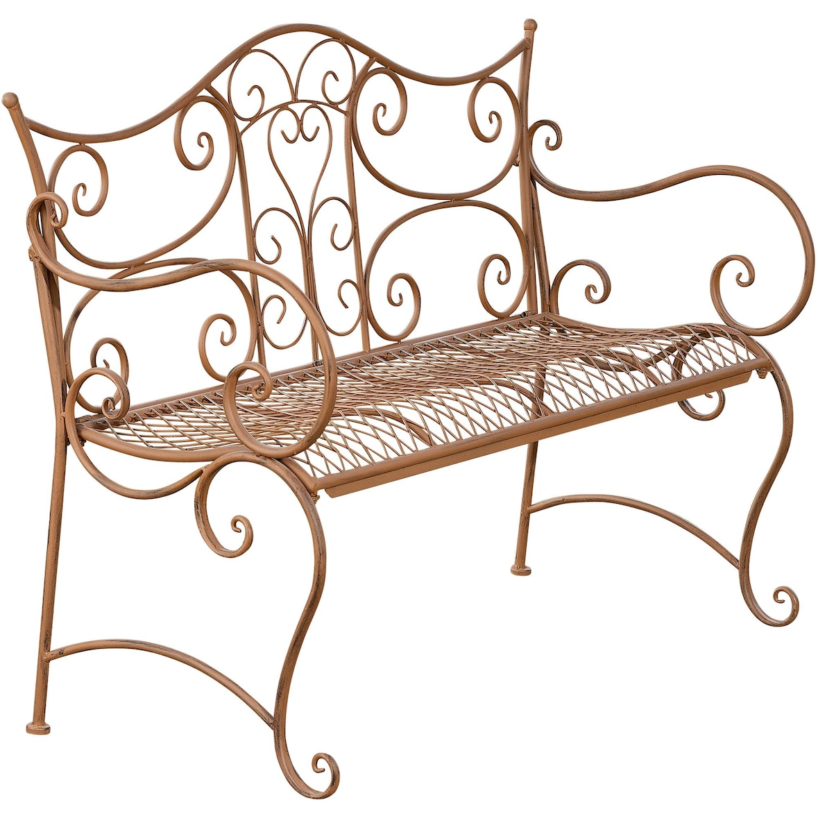 Banc de jardin au style antique Tara en fer forgé Marron antique