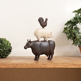 thumbnail of Moritz Deko-Figur Kuh Schwein und Hahn stehen aufeinander aus Polyresin Dekorations Idee Standdeko Tierwelt Statue Skulptur