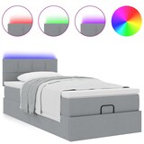 thumbnail of vidaXL Ottoman-Bett mit Matratze & LEDs Hellgrau 90x190 cm Stoff