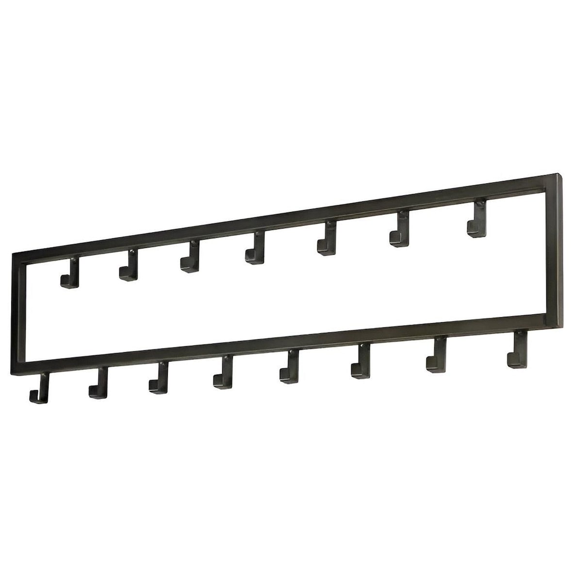 TOJ Living Perchero de pared – 15 ganchos – 80 cm – acero inoxidable – negro mate – colgador