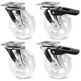thumbnail of PRIOstahl Möbelrollen 2x Lenkrollen + 2x Bremsrollen Transparente Rollen 50mm