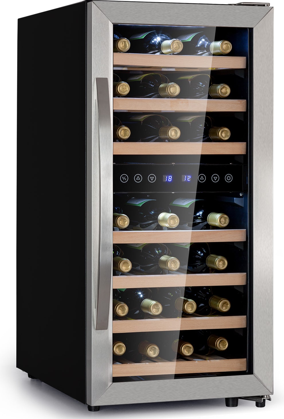 Klarstein Vinamour 33 Duo Weinkühlschrank 2 Zonen 89 L / 33 Flaschen 5-18°C Touch Edelstahl