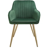 thumbnail of tectake Lot 6 chaises de salle à manger aspect velours matelassé vert/or - 405754