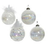 thumbnail of 12 Weihnachtskugeln 8cm Glas mit Federn Christbaumkugeln Weihnachtsbaumkugeln Christbaumschmuck Weihnachtsbaumschmuck Deko Klar / Weiß Irisierend